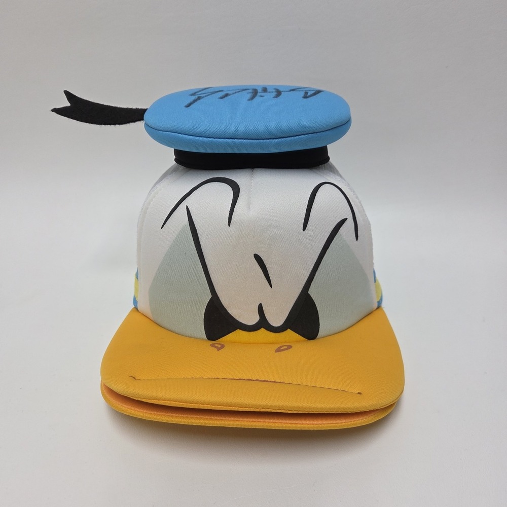 Disney Parks Donald Duck Adult Hat Foam Snapback Trucker Cap Signatures Distress